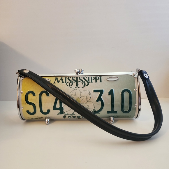 Rare Vintage Little Earth Mississippi License Plate Purse Swarovski Crystals - Picture 3 of 13